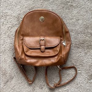 Brown faux leather backpack